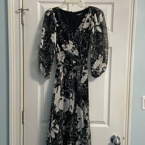 NEW! DKNY Floral Midi Faux Wrap Dress